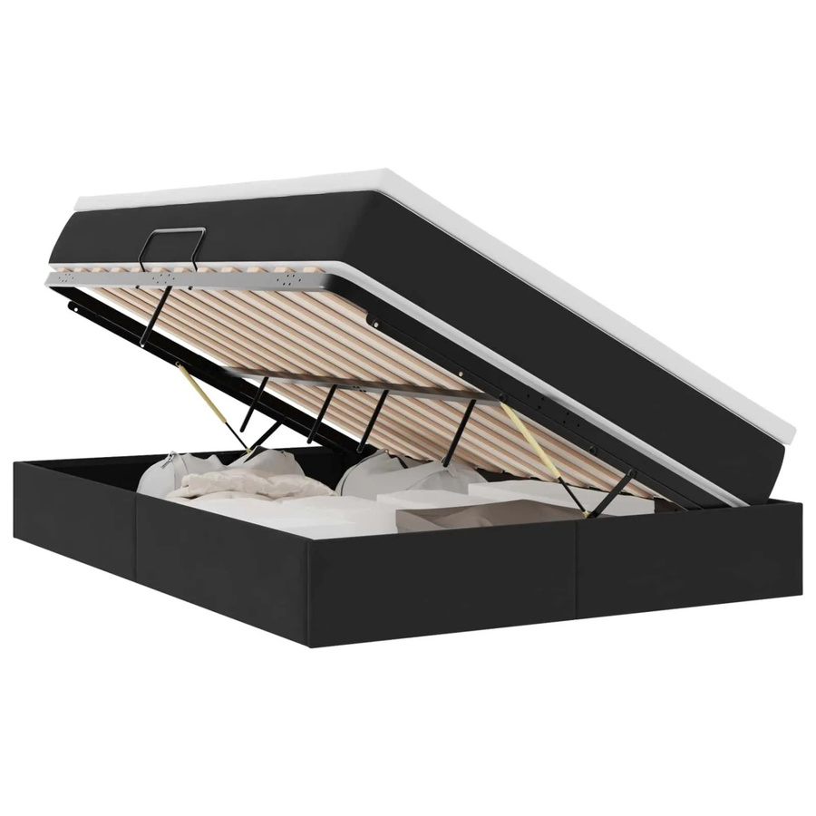 vidaXL Aufbewahrungsbett mit Matratze aus Samt und Metall in Schwarz, B/T: 140 x 190 cm - Bild 2