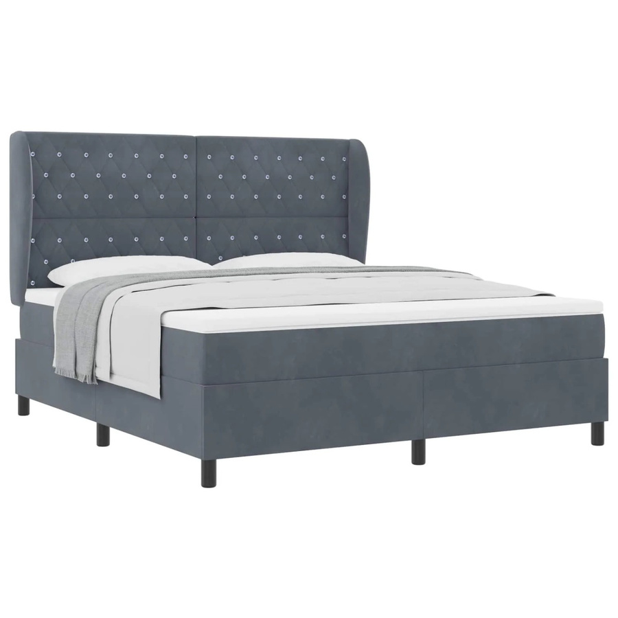 vidaXL Boxspringbett mit Matratze und Taschenfederkern in Grau, B/T: 180 x 200 cm - Bild 2