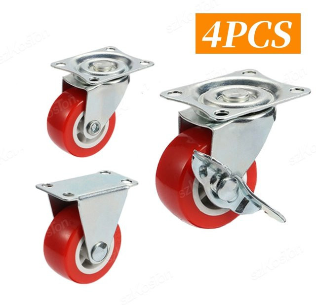 4er Set Universal-Möbelrollen aus PVC von ouliluye in Rot für Plattformwagen und Trolleys - Bild 1
