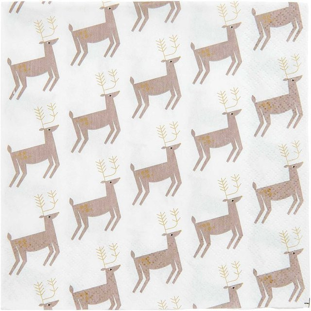 Rico Design Servietten Rentiere Multicolor Gold, 20 Stück, B/B: 33 x 33 cm - Bild 1