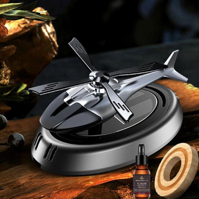 Solarbetriebener Rotationshubschrauber Auto-Lufterfrischer, Holzduft - Bild 1