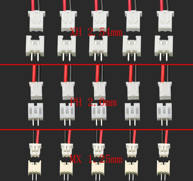 ALLiSHOP 5 Sets JST XH2.54 PH2.0 1,25mm 2-Pin Stecker und Buchsen Set mit Kabeln für Terminal Anschlüsse - Bild 1