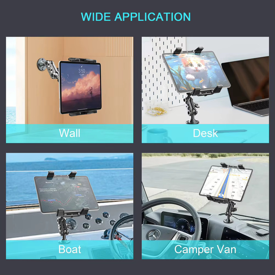 VODOOL Auto-Handyhalterung aus Aluminium mit rutschfester Bohrbasis und 360 Grad drehbarem Arm für Armaturenbrett, Auto, Fahrrad, Boot und LKW - Bild 3