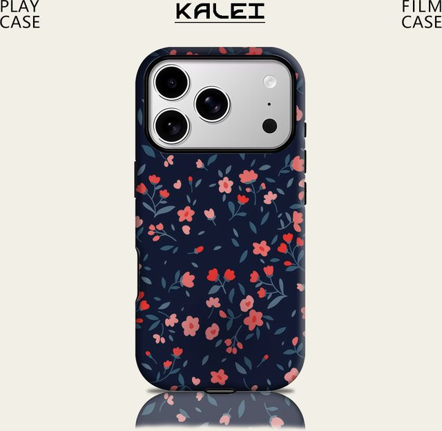 Robuste Apple iPhone Handyhülle mit Mitternachtsrosa Blumen und Magnetfunktion für iPhone 17 16 15 14 Pro Max Plus - Bild 1