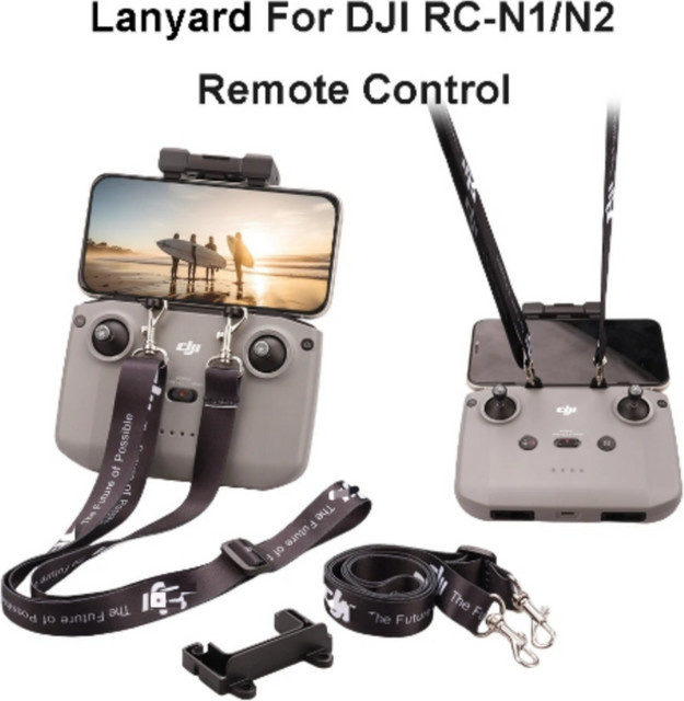 DJI Fernbedienung Lanyard NeckStrap mit festem Haken für DJI Mini 2/Mini 3/4 Pro, Air 2S/3 und Mavic 3 in Schwarz - Bild 1