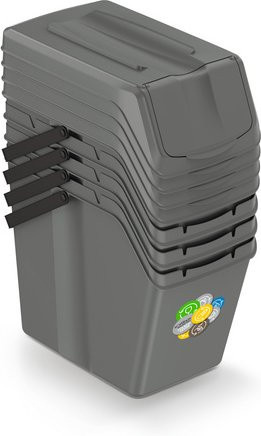 Prosperplast Sortibox Abfalleimer 4er Set, steingrau, B/T/H: 40,2 x 24 x 50,5 cm - Bild 1