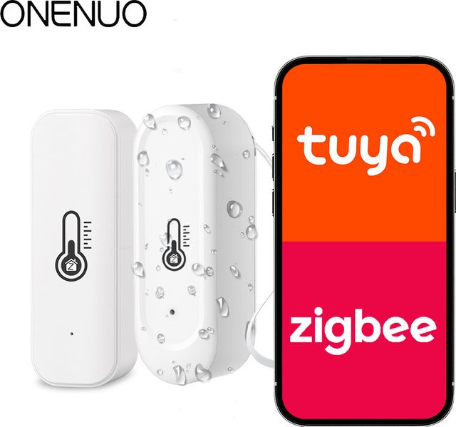 Tuya Zigbee Temperatur- und Feuchtigkeitssensor für Indoor und Outdoor, IP65 wasserdicht, weiß, kompatibel mit Alexa und Google Home - Bild 1