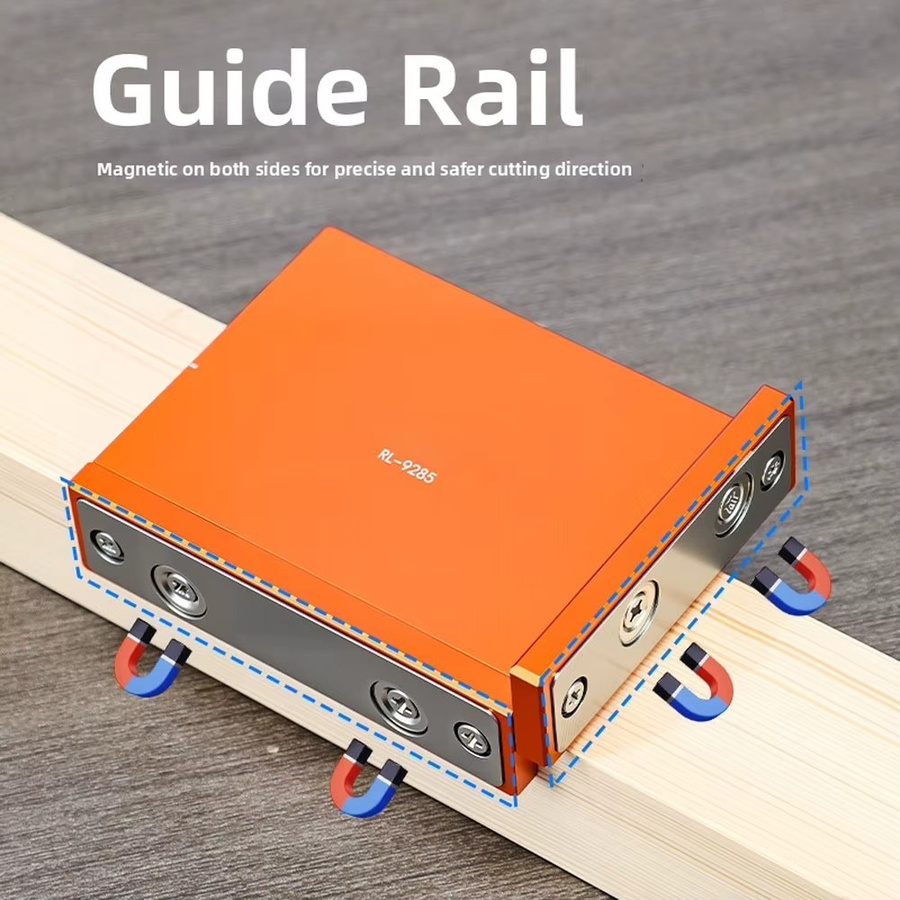 DAZZLEEX 90-Grad-Sägeführung aus Aluminiumlegierung in Orange mit starker Magnetbasis für rechtwinklige Holzbearbeitung - Bild 3