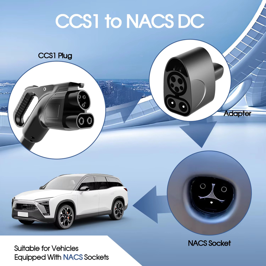 Kolanky CCS1 zu NACS 300A 300KW Schnell-Ladeadapter für Tesla Model Y, Model S, Model 3 und Model X in Schwarz - Bild 2