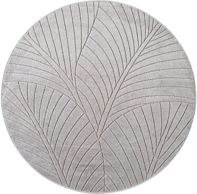 Ayyildiz Flachwebteppich NOVA Rund in Silber mit High-Low-Effekt, Durchmesser: 160 cm - Bild 1