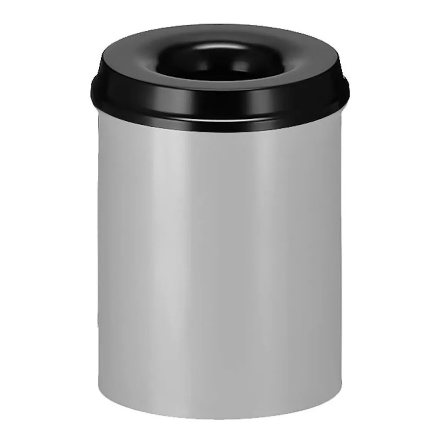 PROREGAL Selbstlöschender Papierkorb und Abfallsammler aus Metall, 15 Liter, Farbe: Grau und Schwarz, H x Ø: 36 x 26 cm - Bild 2