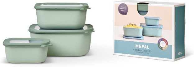 Mepal Multischüssel Set Cirqula rechteckig hoch 3-teilig, Green, luftdicht, 750 ml + 1500 ml + 3000 ml - Bild 1