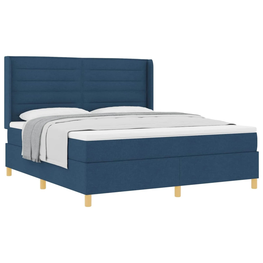 vidaXL Boxspringbett mit Matratze und Kopfteil in Blau, B/T/H: 180 x 200 x 128 cm - Bild 2