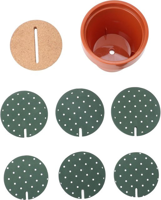 CosyHome Kaktus Untersetzer Set aus Kork, 6 Stück, rund, grau und grün, rutschfest und wärmeisolierend - Bild 1