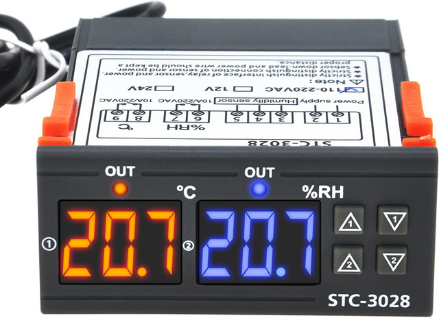 Digitaler Thermostat STC-3028 von JUANJUAN als Temperatur-Feuchtigkeitsregler mit Thermostat und Hygrostat in Schwarz - Bild 1