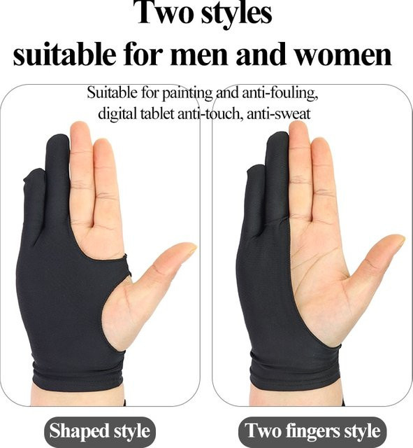 Anti-Touch-Zeichenhandschuh aus Nylon in Schwarz für iPad und Digitale Zeichentabletts zur Vermeidung von Verschmutzungen und Verschmieren - Bild 1