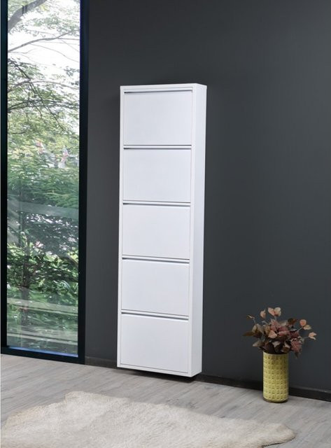 Schuhkipper Prestige Home Living Indoor aus Metall mit 5 Klappen, Weiß, B/T/H: 50 x 15 x 169,5 cm - Bild 1