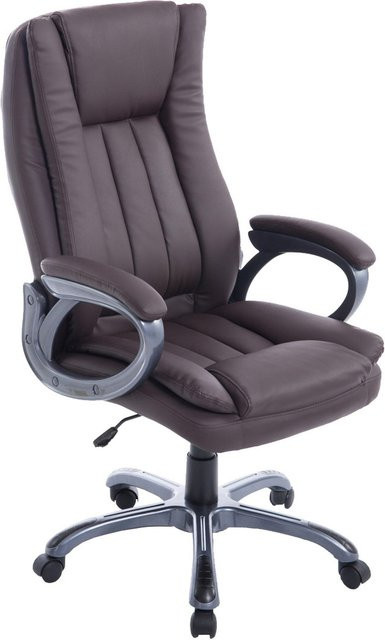 TPFLiving Bürostuhl Berlin XXL Executive Chair aus Kunstleder in Braun mit Armlehnen und Rollen - Bild 1