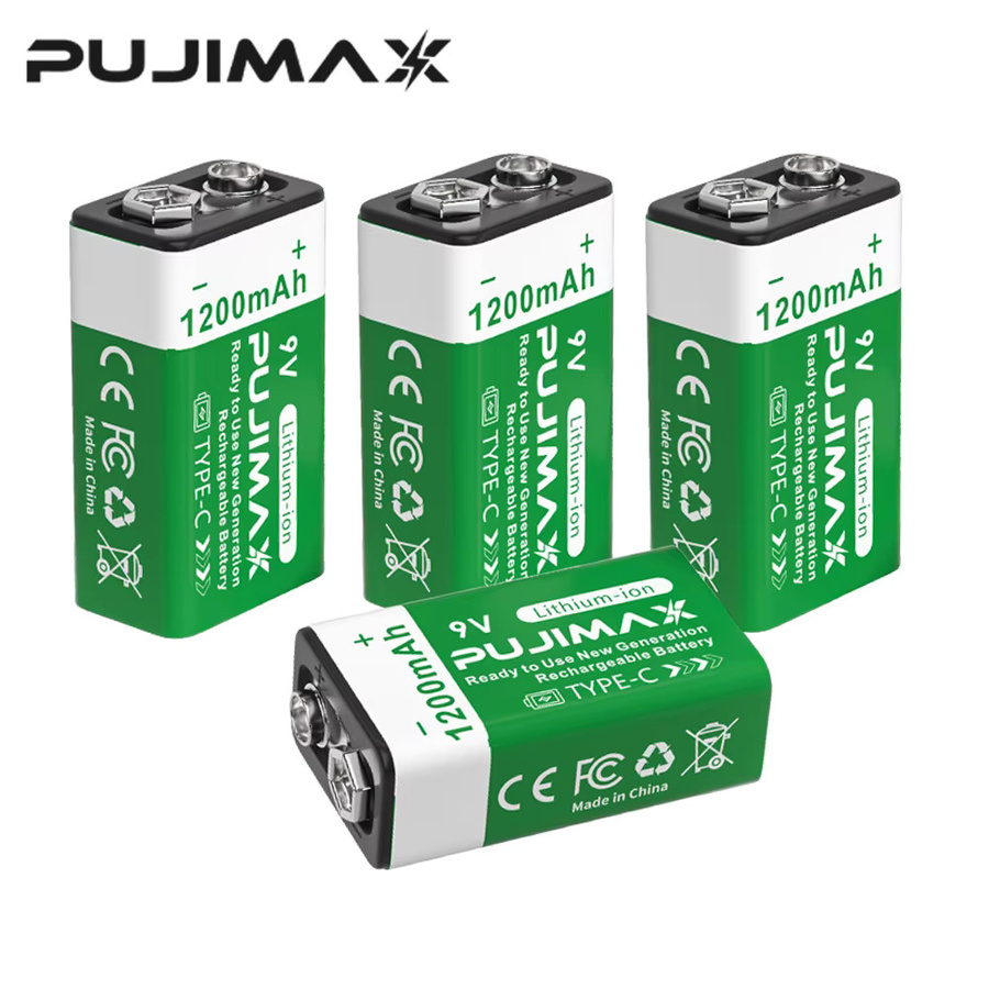 PUJIMAX 9V Lithium-Wiederaufladbare Batterie 1200mAh mit Typ-C USB Anschluss für Multimeter, Mikrofon und Spielzeug - Bild 3