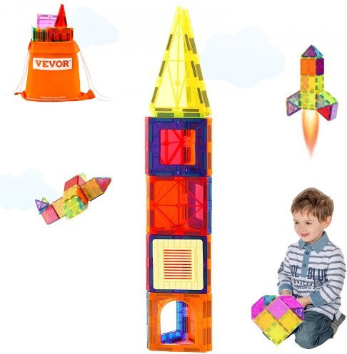VEVOR Magnetic Tiles STEM Magnet Building Blocks Set, 55-teiliges Set, ab 4 Jahren - Bild 1