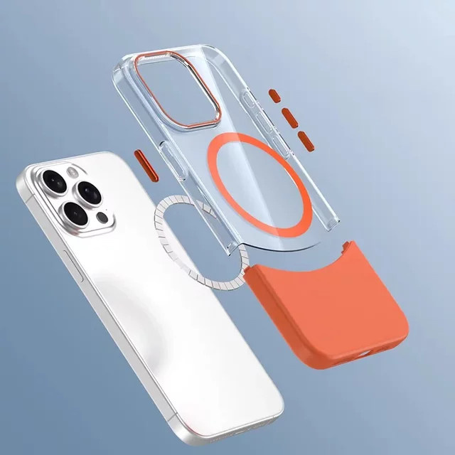 NMEGOU MagSafe Schutzhülle für iPhone 15 transparent aus hartem PC mit abnehmbarem Spleiß-Design - Bild 1