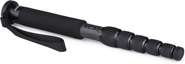 Andoer Einbeinstativ aus Kohlefaser für DSLR-Kameras, 6-teilig, Schwarz, Höhe: 155 cm - Bild 1