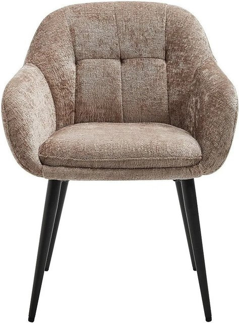 Pascal Morabito Stuhl Lassandra in Taupe mit Metallgestell und strukturiertem Stoff - Bild 1