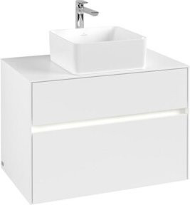 V&B Waschtischunterschrank Collaro in Weiß mit LED-Beleuchtung, B/T/H: 80 x 54,8 x 50 cm - Bild 1