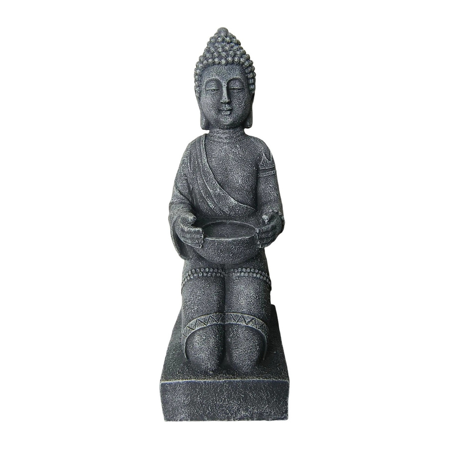 Relaxdays Buddha Figur aus Polyresin in Grau, wetterfest und frostsicher, Höhe: 43 cm, Breite: 16 cm, Tiefe: 15 cm - Bild 2
