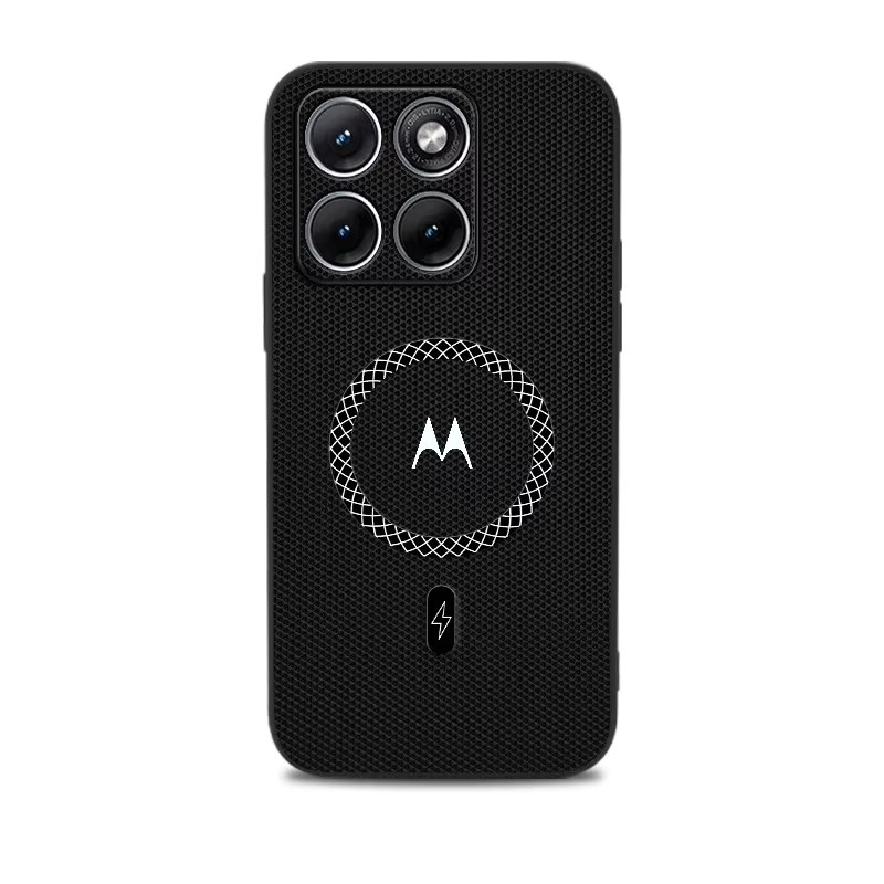 Luxuriöse Lederhülle mit Dreieckmuster und Magnetverschluss für Motorola Signature Edge 70Pro und Fusion 60 Pro in Schwarz, kompatibel mit MagSafe kabellosem Laden - Bild 5