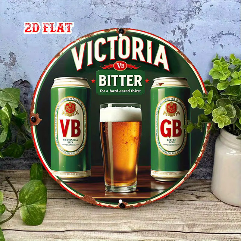 VB Bitter Beer Rundes Aluminiumschild im Vintage-Stil, Rustikales Metalldekor für deine Wand, Durchmesser: 20 cm - Bild 3