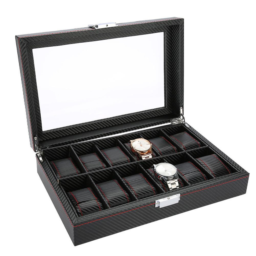 Uhren-Display-Aufbewahrungsbox mit 12 Fächern aus PU-Leder als Uhren-Organizer-Etui - Bild 2