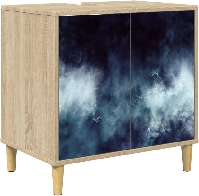 vidaXL Badezimmerschrank RAALTE in Sonoma, moderner freistehender Schrank mit Türen und Regalböden, B/T/H: 60 x 40 x 60 cm - Bild 1