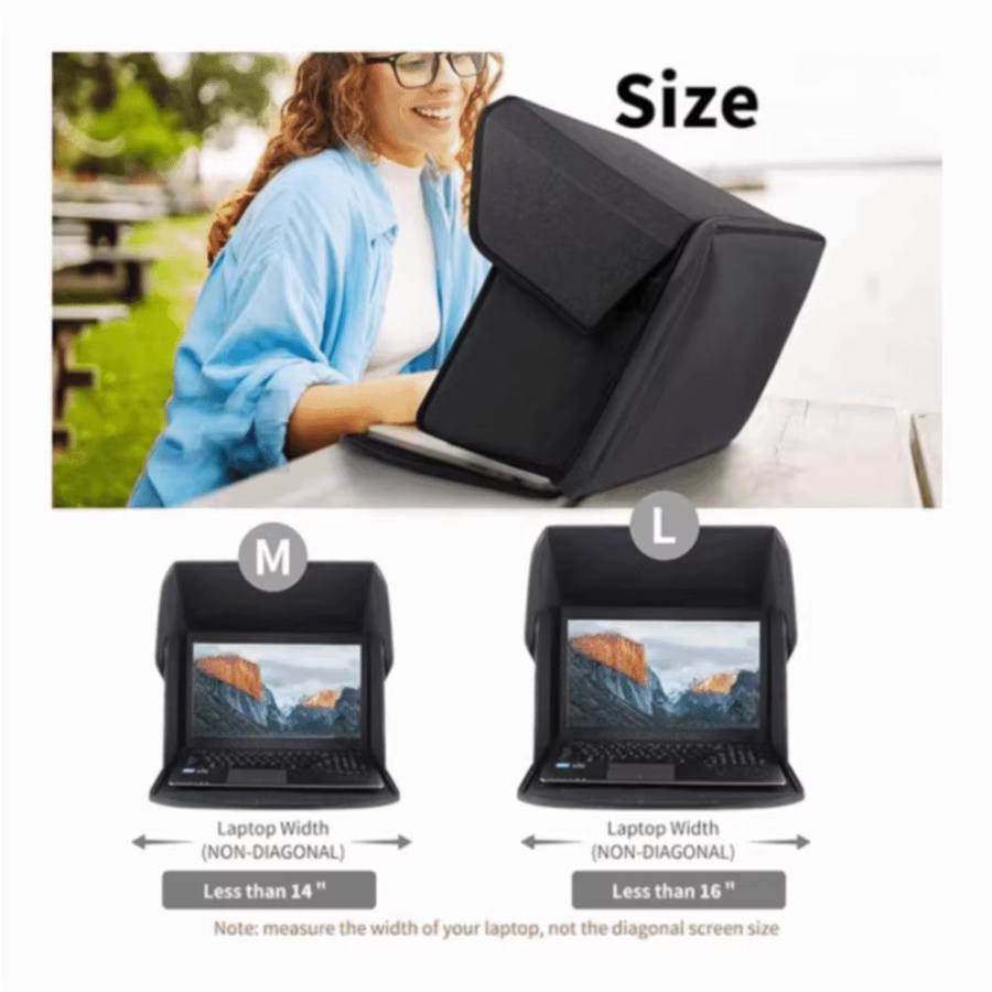 Faltbarer Laptop-Sonnenschutz und Sichtschutzschild in Schwarz für Laptops von 30,5 bis 40,6 cm - Bild 6