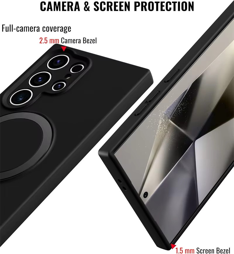Stoßfeste Flüssigsilikon Handyhülle mit Magnetischem Ständer und MagSafe für Samsung Galaxy S26 Ultra S25 Edge S24 S23 Plus in Blau oder Schwarz - Bild 4