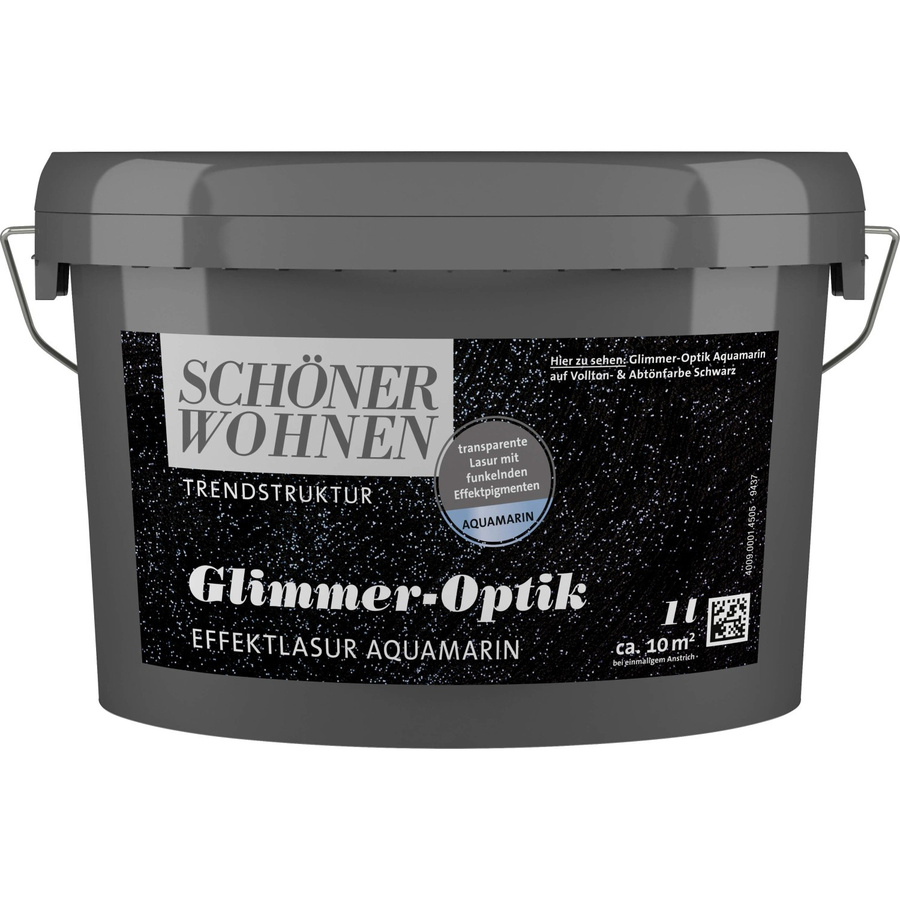 Schöner Wohnen Effektlasur Trendstruktur in Glimmer-Optik Aquamarin Blau 1 l - Bild 4