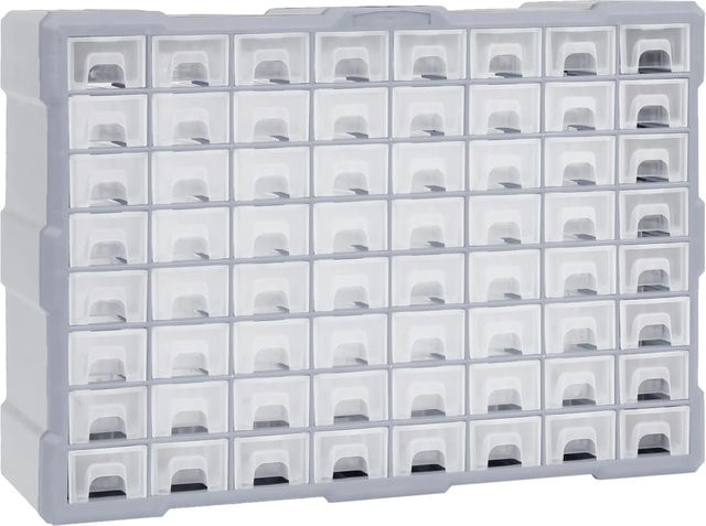 Yiwydaa Mehrschubladen-Organizer mit 64 Schubladen in Transparent und Grau, B/T/H: 52 x 16 x 37,5 cm - Bild 1