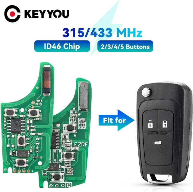 KEYYOU Elektronische Fernbedienung Schlüssel Platine für Opel, Vauxhall und Chevrolet in Grün (315/433MHz) - Bild 1
