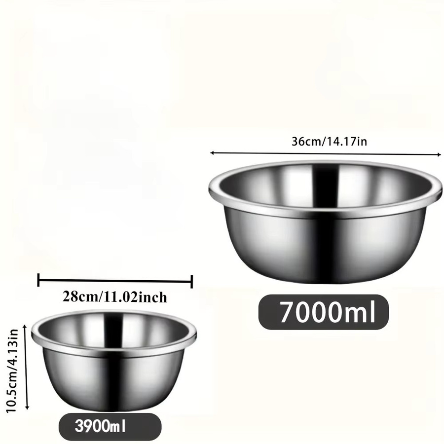 Stapelbare Rührschüssel aus Edelstahl in Silber, runde Salatschüssel für Gastronomie und Bäckerei, Durchmesser: 36,0 cm, Höhe: 10,5 cm - Bild 3