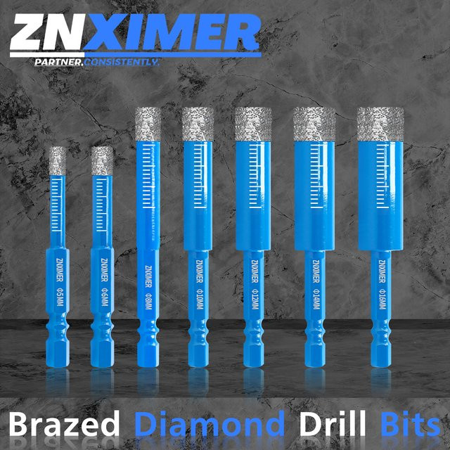 ZNXIMER Diamantbohrer mit Sechskantschaft für verglaste Fliesen, Granit und Marmor, 5–16 mm - Bild 1