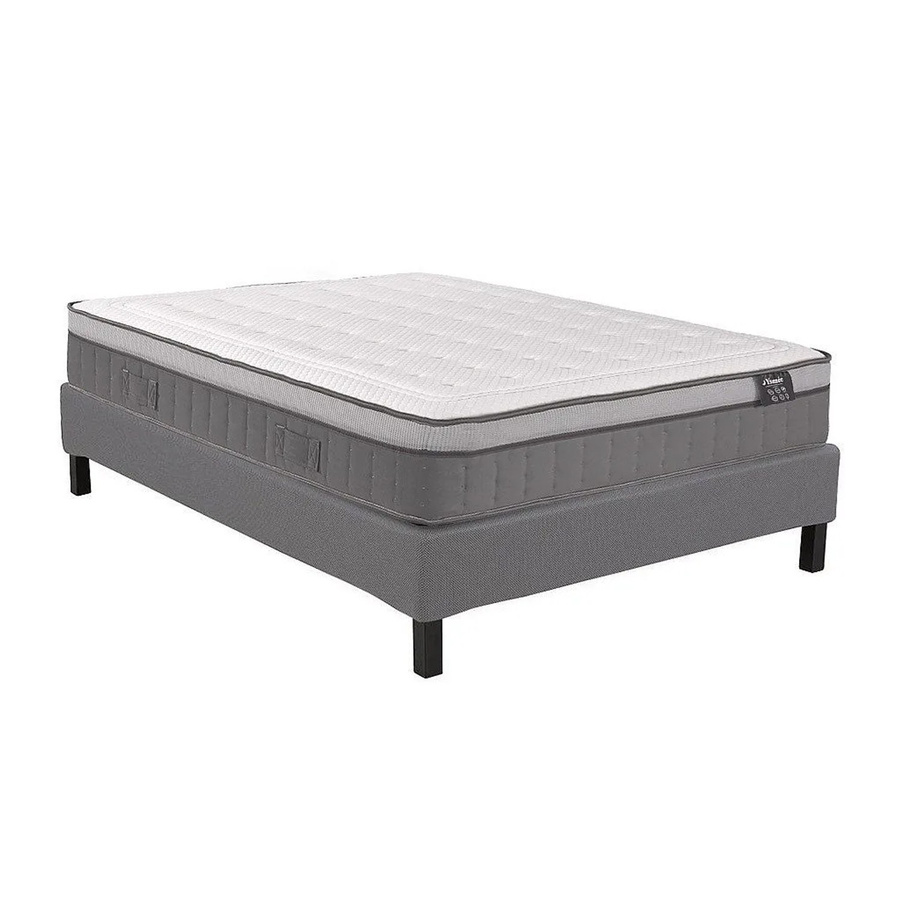 YSMÉE Hybrid Bettgestell Asgard mit Matratze und Lattenrost, Grau-Weiß, B/T/H: 160 x 200 cm - Bild 2