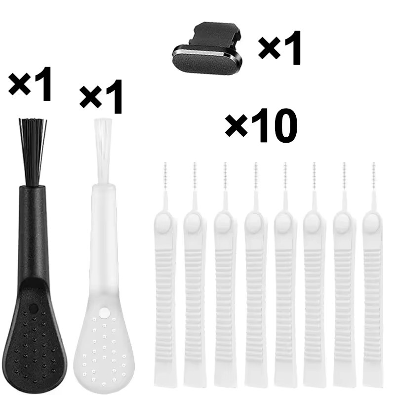 Staubschutzkappen für Handy-Ladeanschlüsse mit Reinigungsbürste für iPhone und Xiaomi, USB-C, Weiß, 10-30 Stück - Bild 2