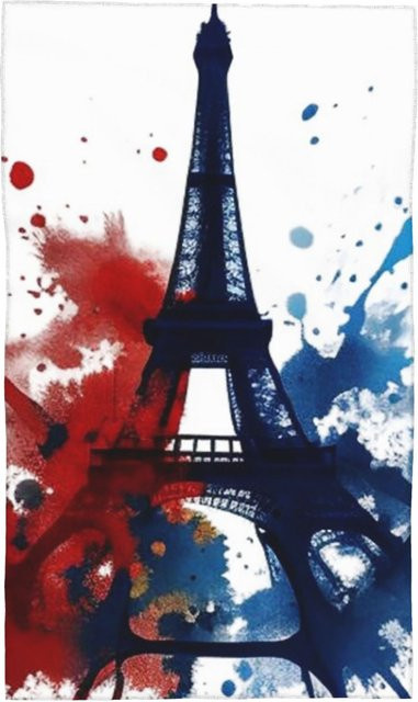 Creative Man Gesichtstuch Paris Eiffelturm aus Baumwolle, Weiß, B: 30 cm, H: 60 cm - Bild 1