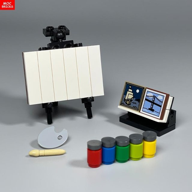 Yiran toy MOC Bausteine Zeichenbrett Palette Pinsel, Zubehör, ab 6 Jahren - Bild 1