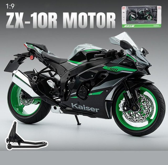 Linyi toy car Kawasaki Ninja Zx-10R Rennmotorrad Modell, Metall, mit Sound und Licht, 1:9, ab 14 Jahren - Bild 1