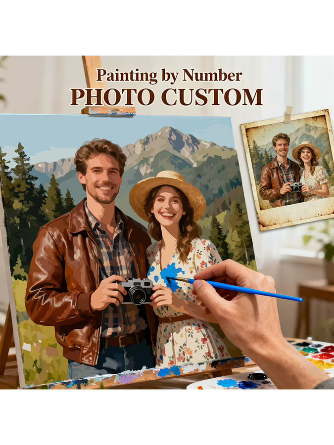 HUACAN Malen nach Zahlen mit individuellem Foto als kreatives Hobby-Set, florales Ölgemälde auf Leinwand, Mehrfarbig - Bild 2