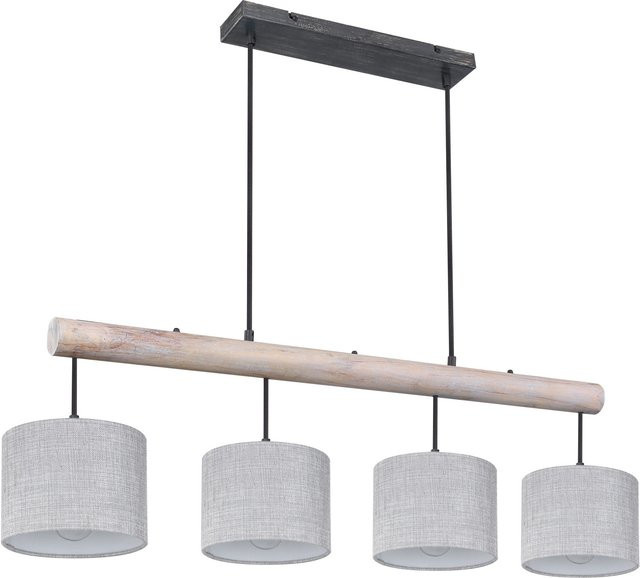 Globo Lighting Pendelleuchte Roger 4-flammig in Schwarz-Grau mit Stoffschirm und höhenverstellbarem Design - Bild 1