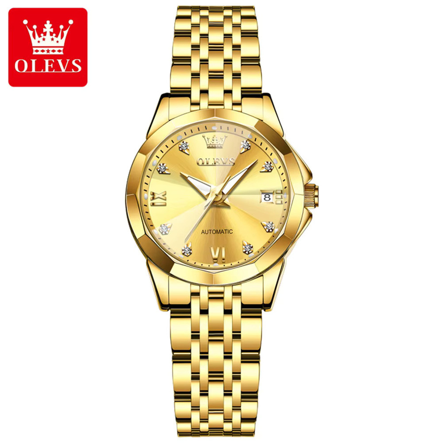 OLEVS Armbanduhr Automatik, Edelstahl, Gold, Diamant, Damen - Bild 2