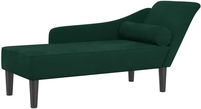 vidaXL Chaiselongue in L-Form aus grünem Samt mit Kissen, B/T/H: 141,0 x 55,5 x 66,5 cm - Bild 1
