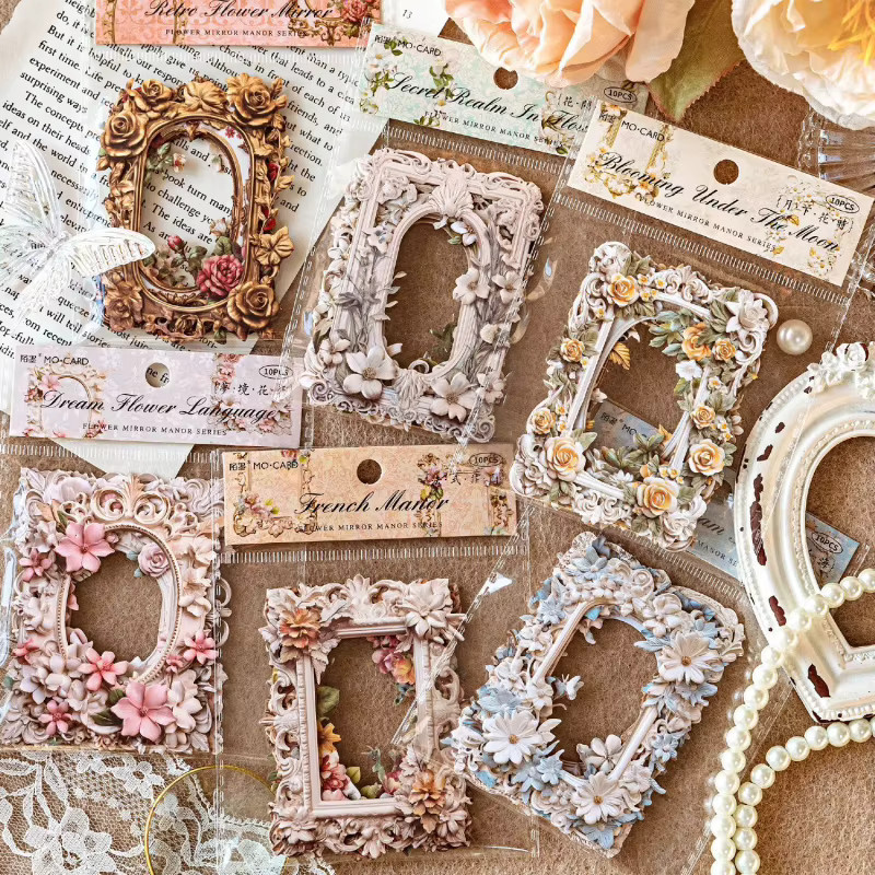 10 Blatt geprägte Bastelpapierkarten mit 3D-Durchbruchmuster in Mehrfarben - Bild 1